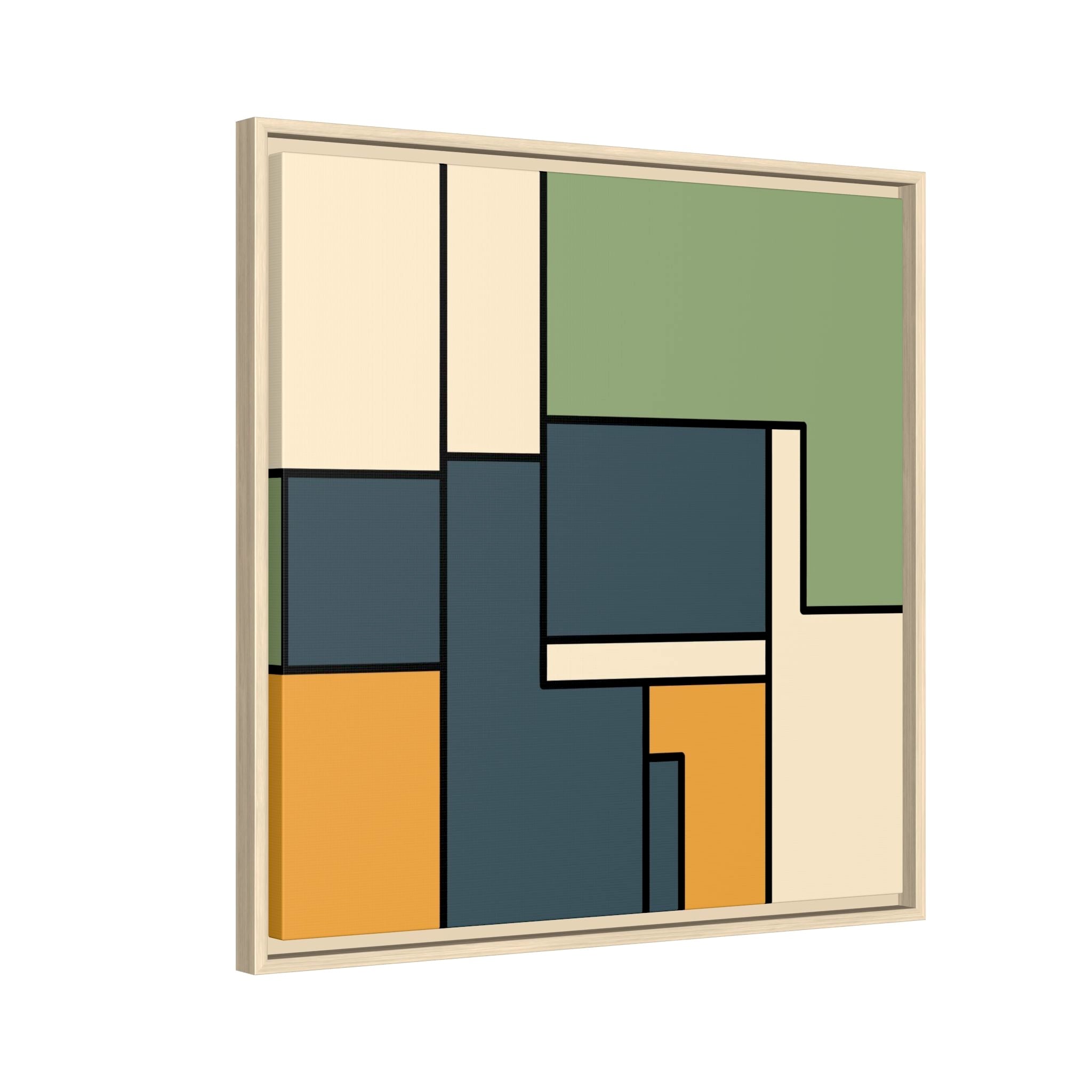 Geometric Color Block Abstract Matte Canvas Framed