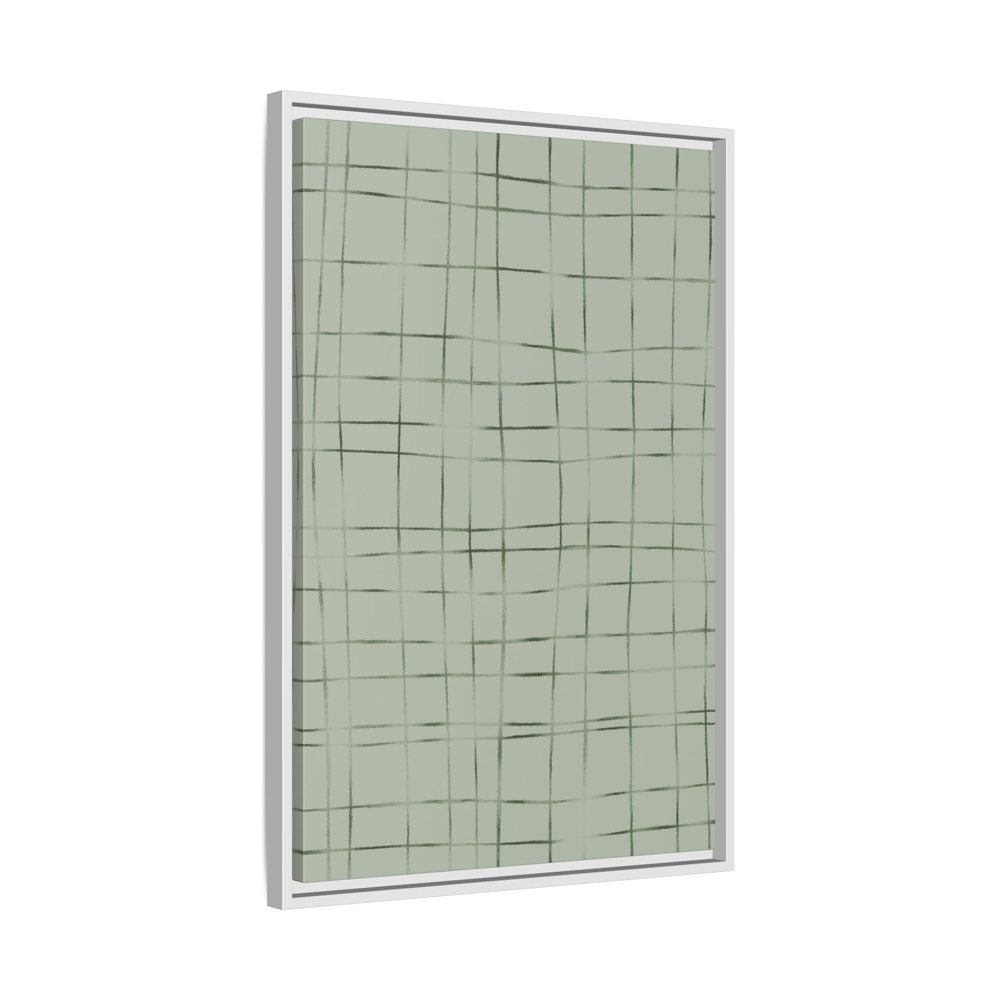 Wabi-Sabi Green Crosshatch Pattern Wall Art