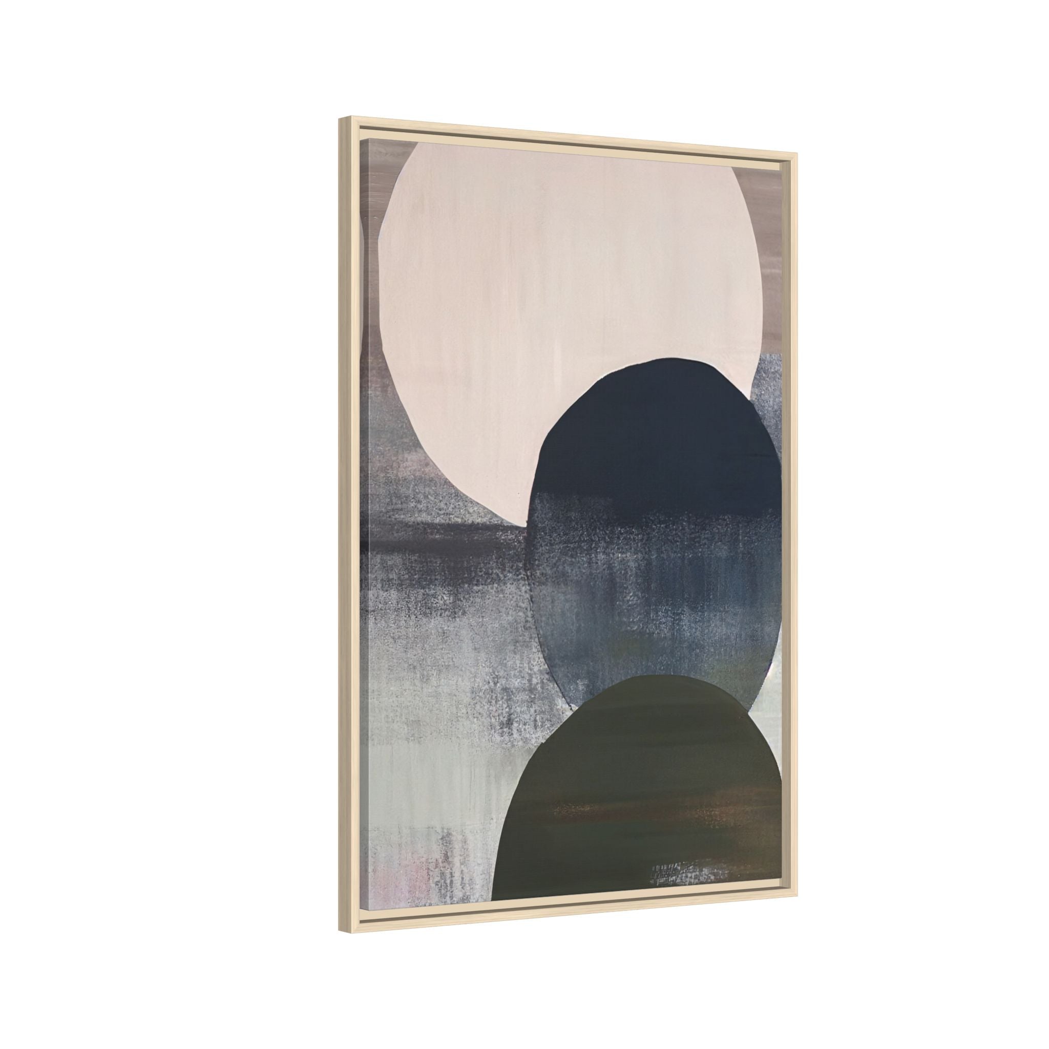Minimal Layered Circles Abstract Wall Art, Neutral Modern Framed Canvas