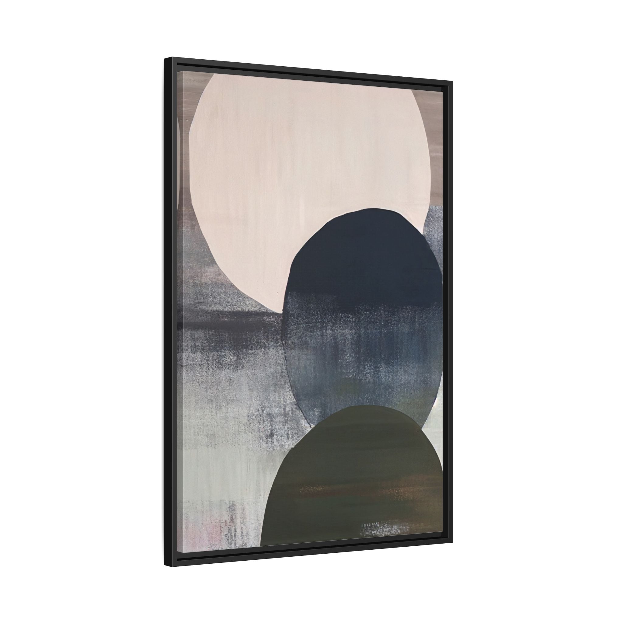 Minimal Layered Circles Abstract Wall Art, Neutral Modern Framed Canvas