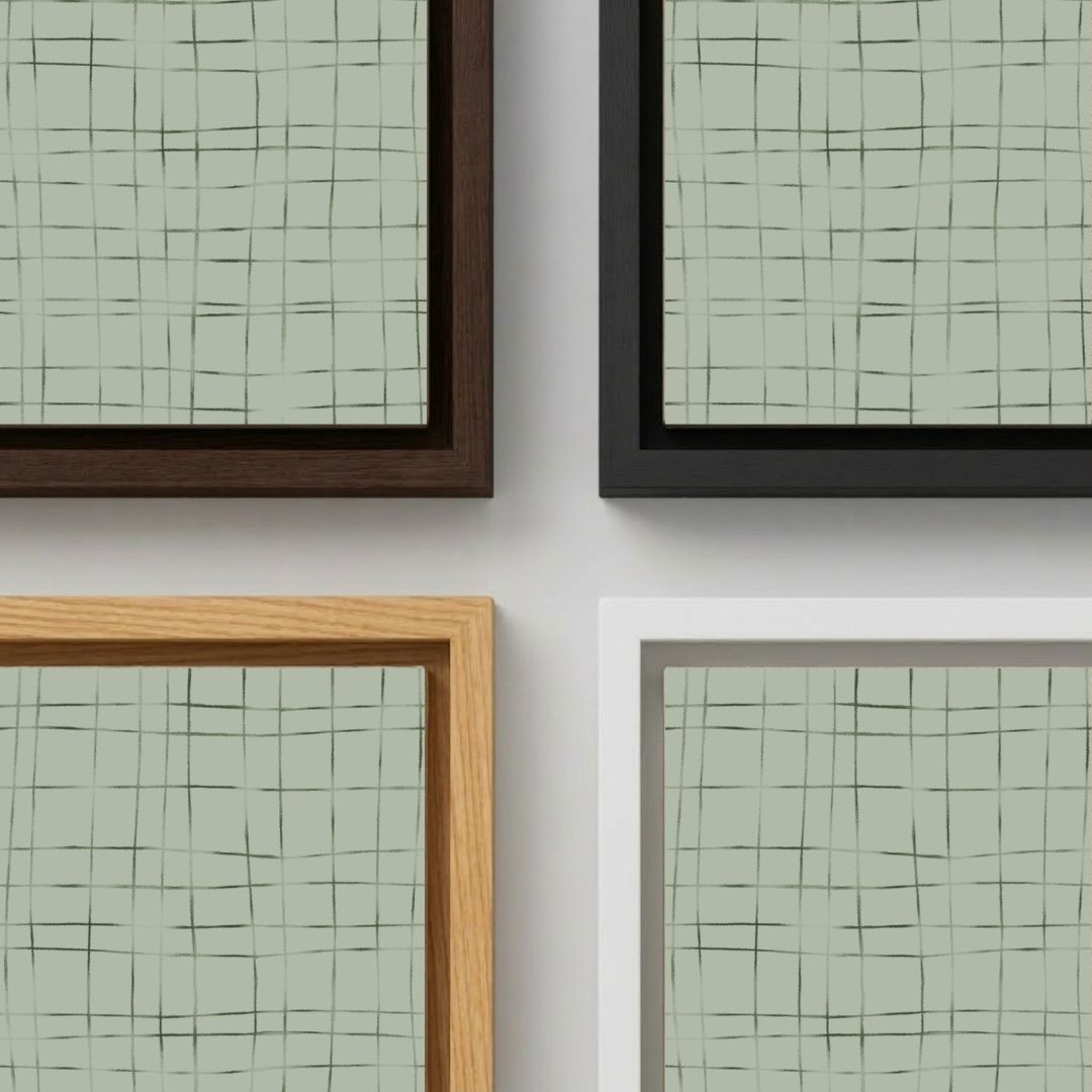 Wabi-Sabi Green Crosshatch Pattern Wall Art