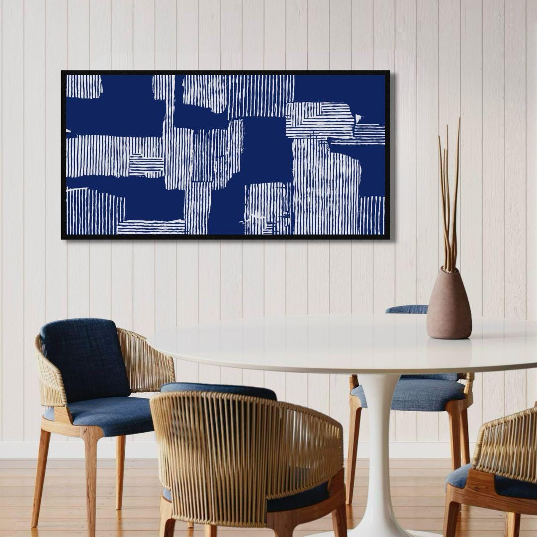 Wabi-Sabi Navy Abstract Block Pattern Wall Art