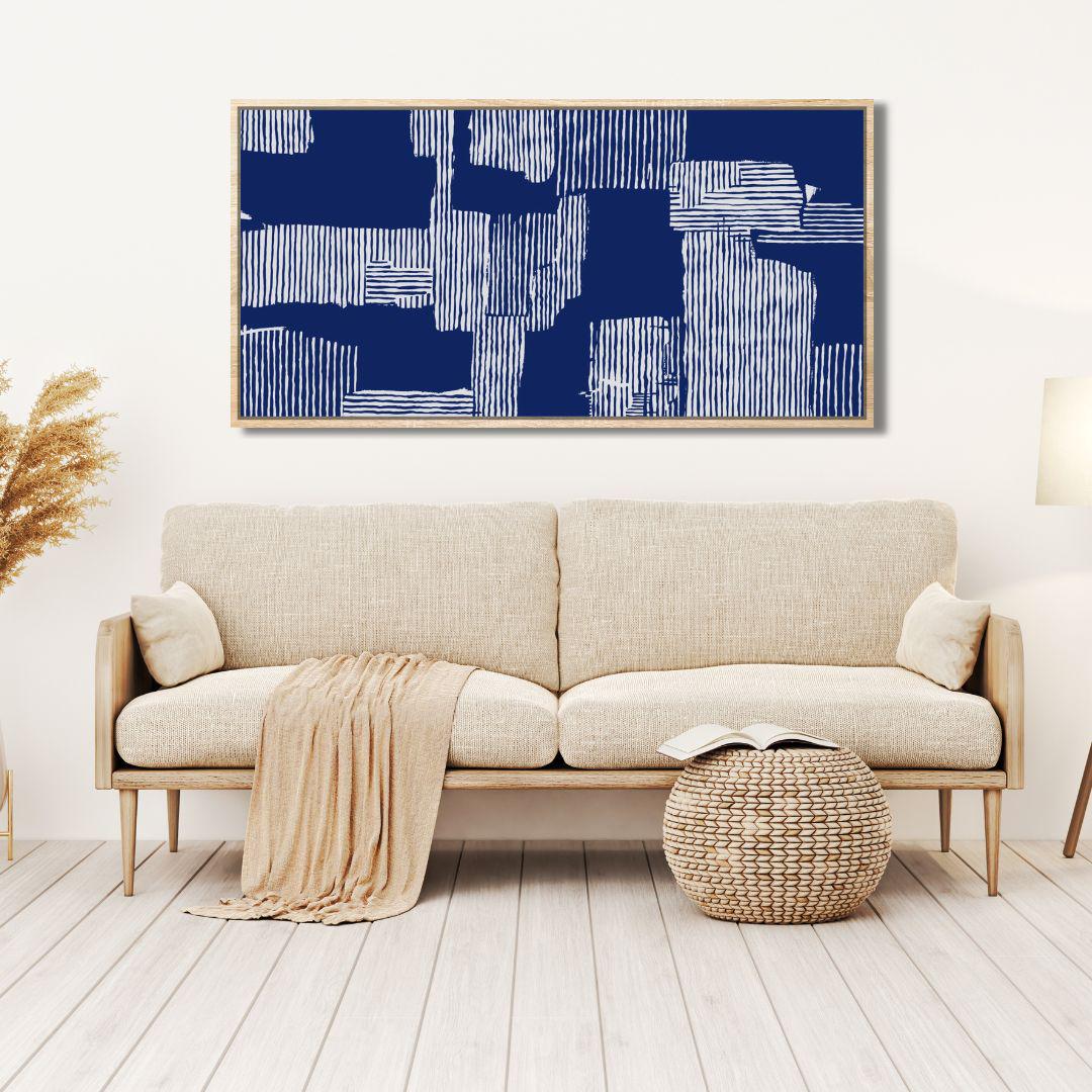 Wabi-Sabi Navy Abstract Block Pattern Wall Art