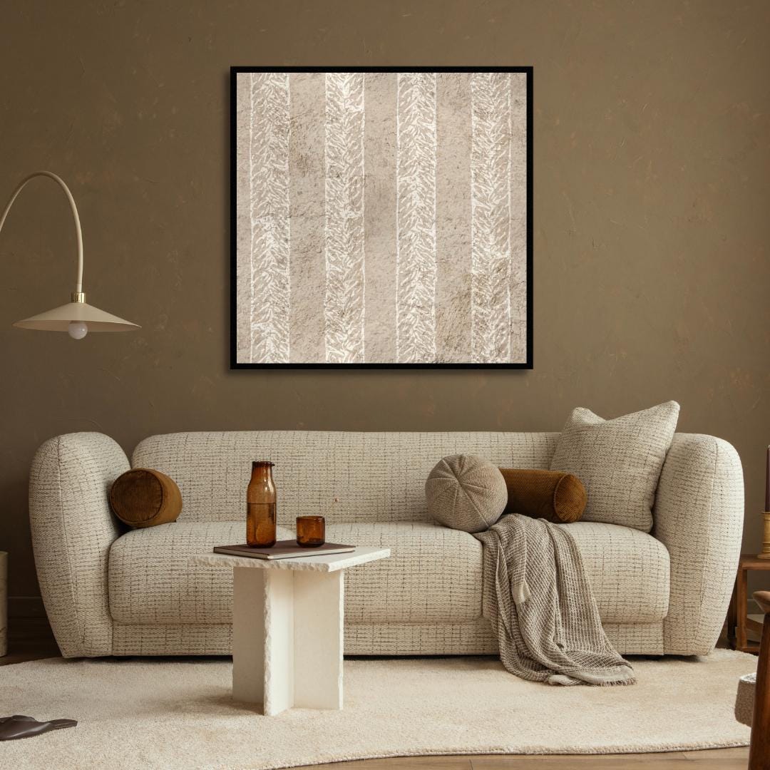 Beige and white wabi sabi framed wall art