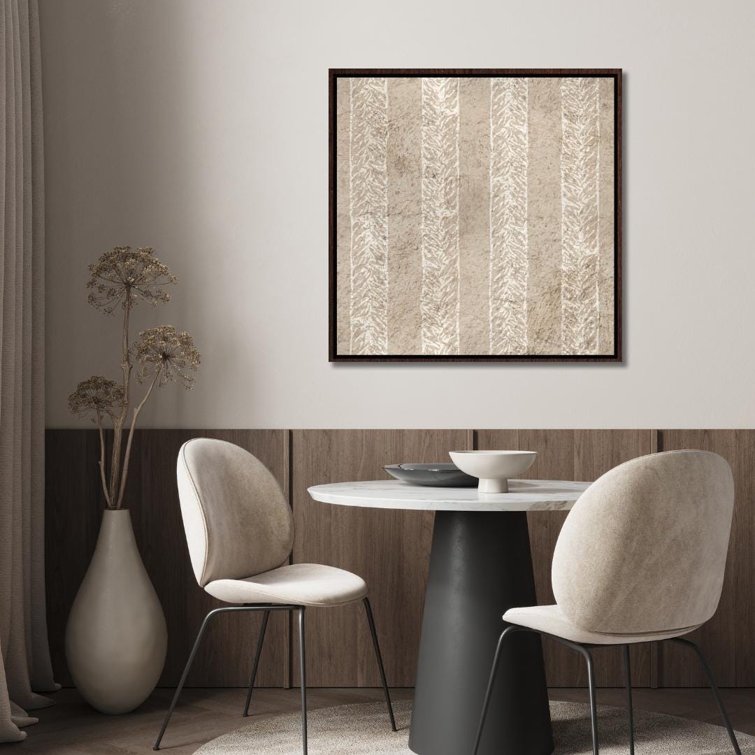 Beige and white wabi sabi framed wall art