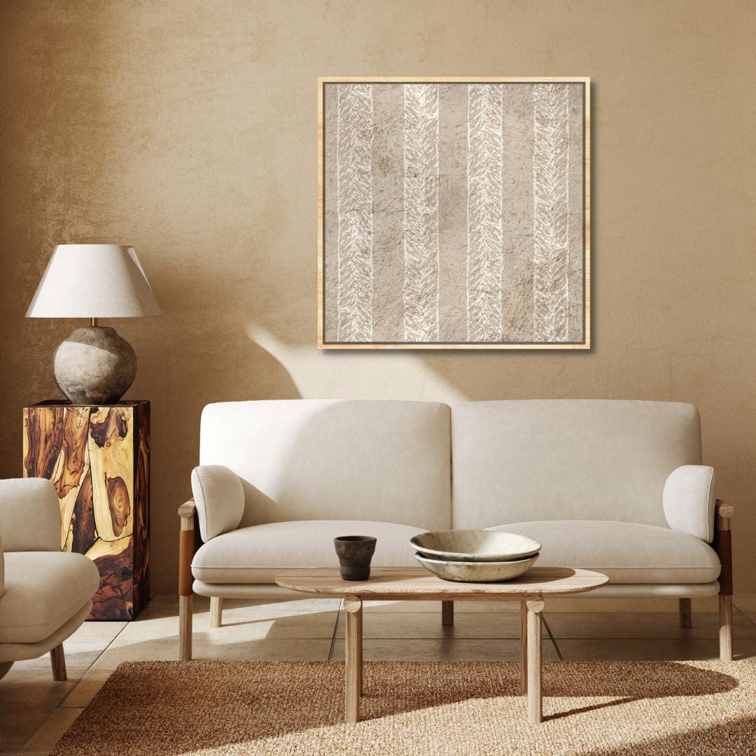 Beige and white wabi sabi framed wall art