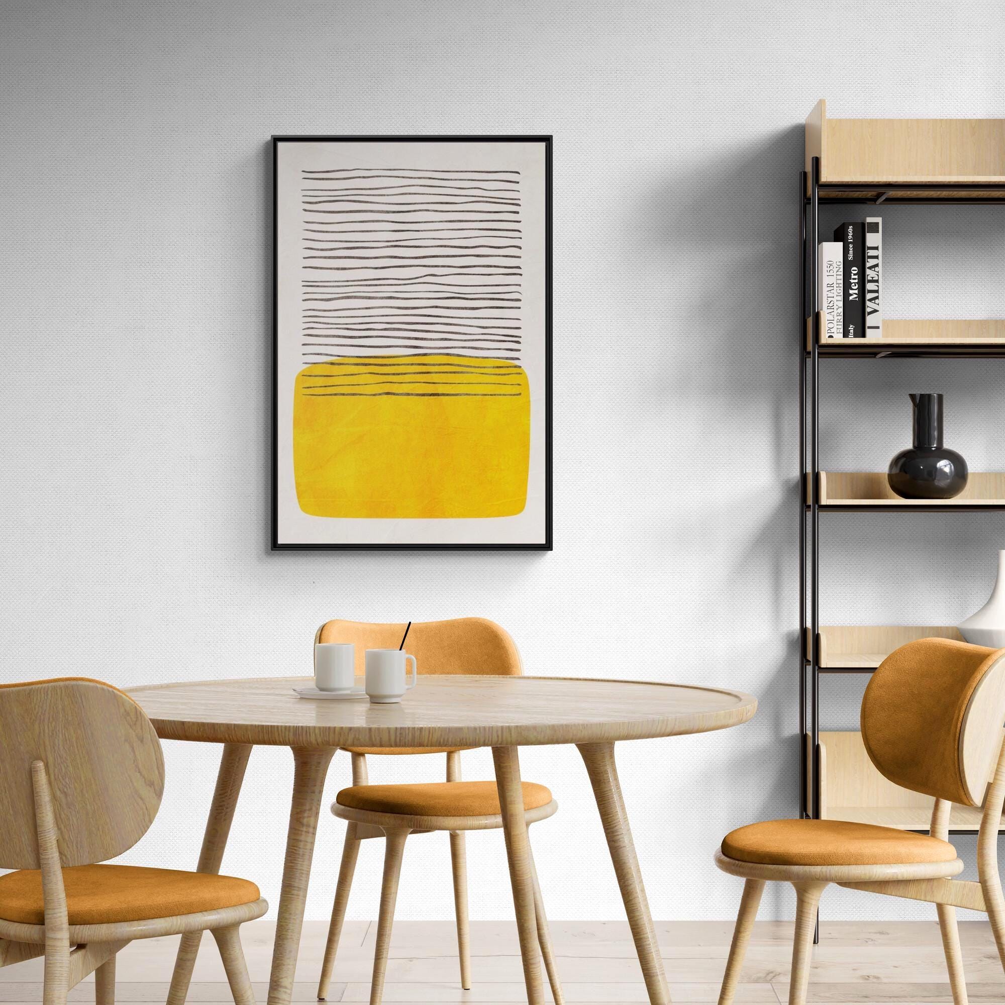 Abstrakte, minimalistische gelbe Blockkunst – Stil B – Gerahmte Leinwand-Wandkunst