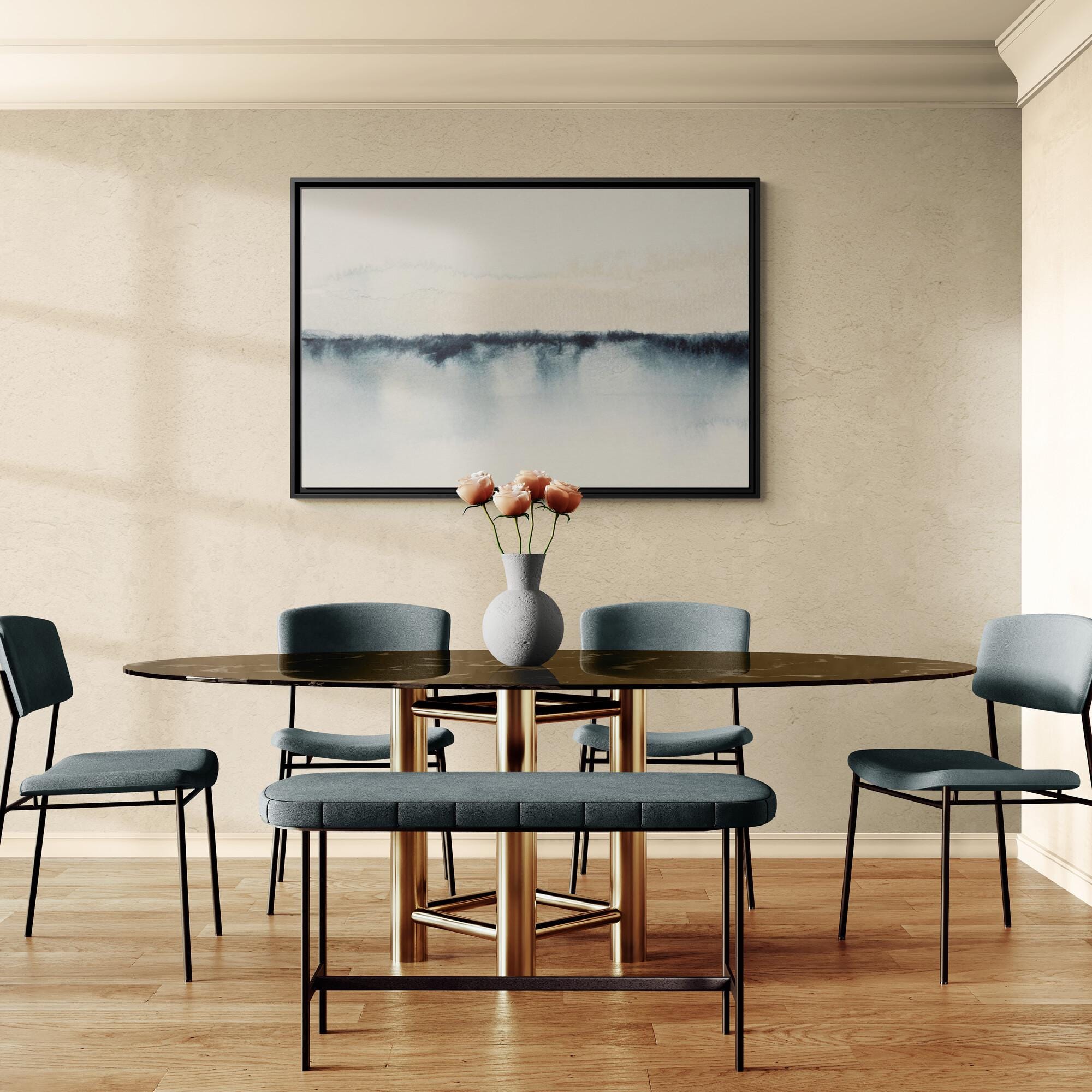 Beige Watercolor Horizon Abstract - Framed Canvas Wall Art