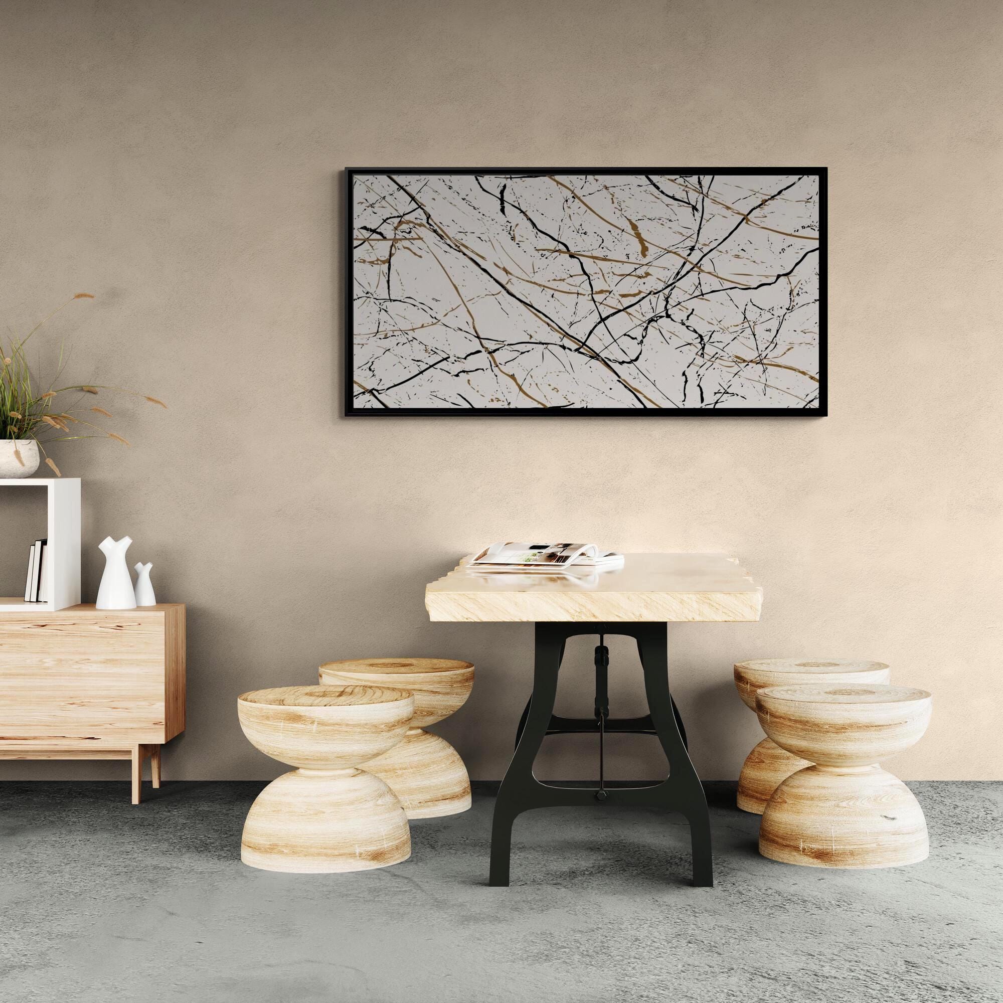 Minimalist Marble Veins Abstract - Framed Canvas Wall Art