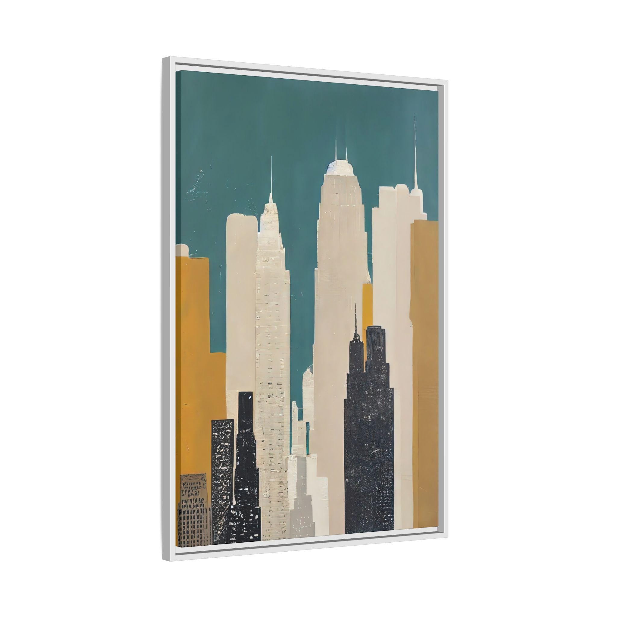 Abstrakte New Yorker Skyline Urban Art – Gerahmte Leinwand-Wandkunst