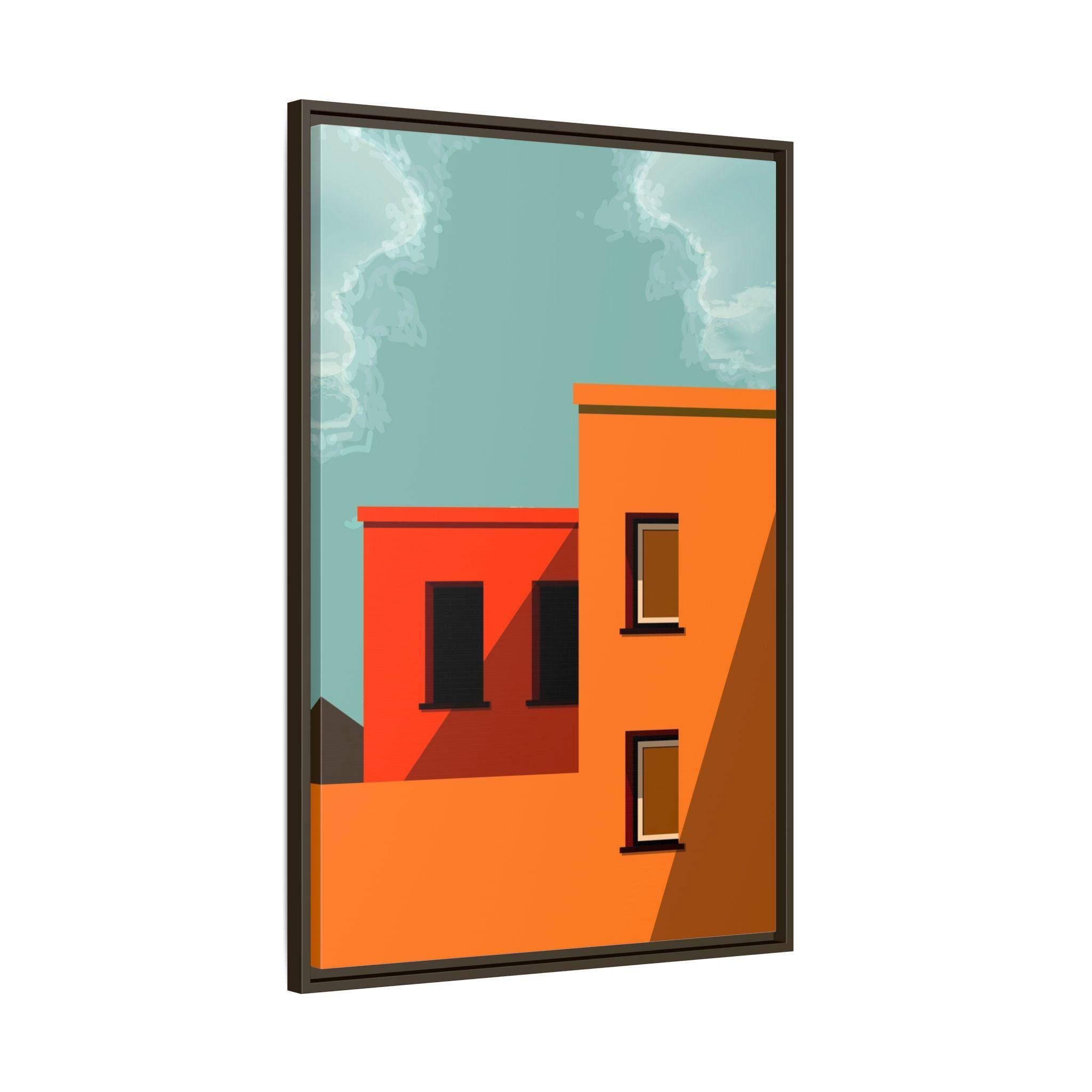 Colorful Modern Geometric Building Architectural Art - Framed Canvas Wall Art