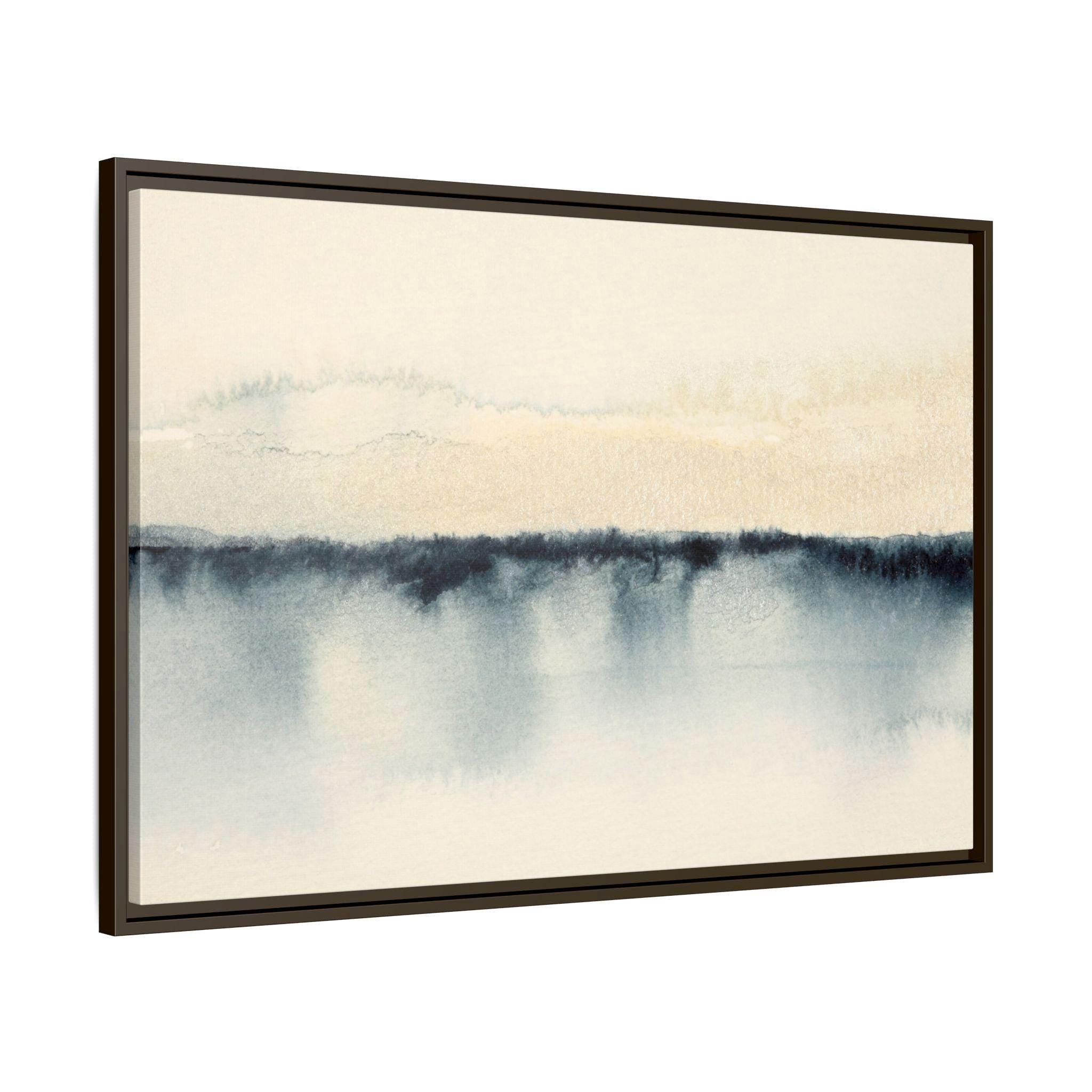 Beige Watercolor Horizon Abstract - Framed Canvas Wall Art