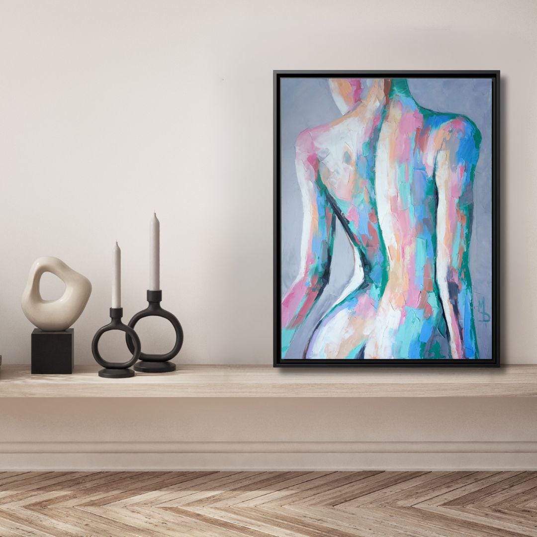 Abstrakte weibliche Figur Kunst - Gerahmte Leinwand Wandkunst