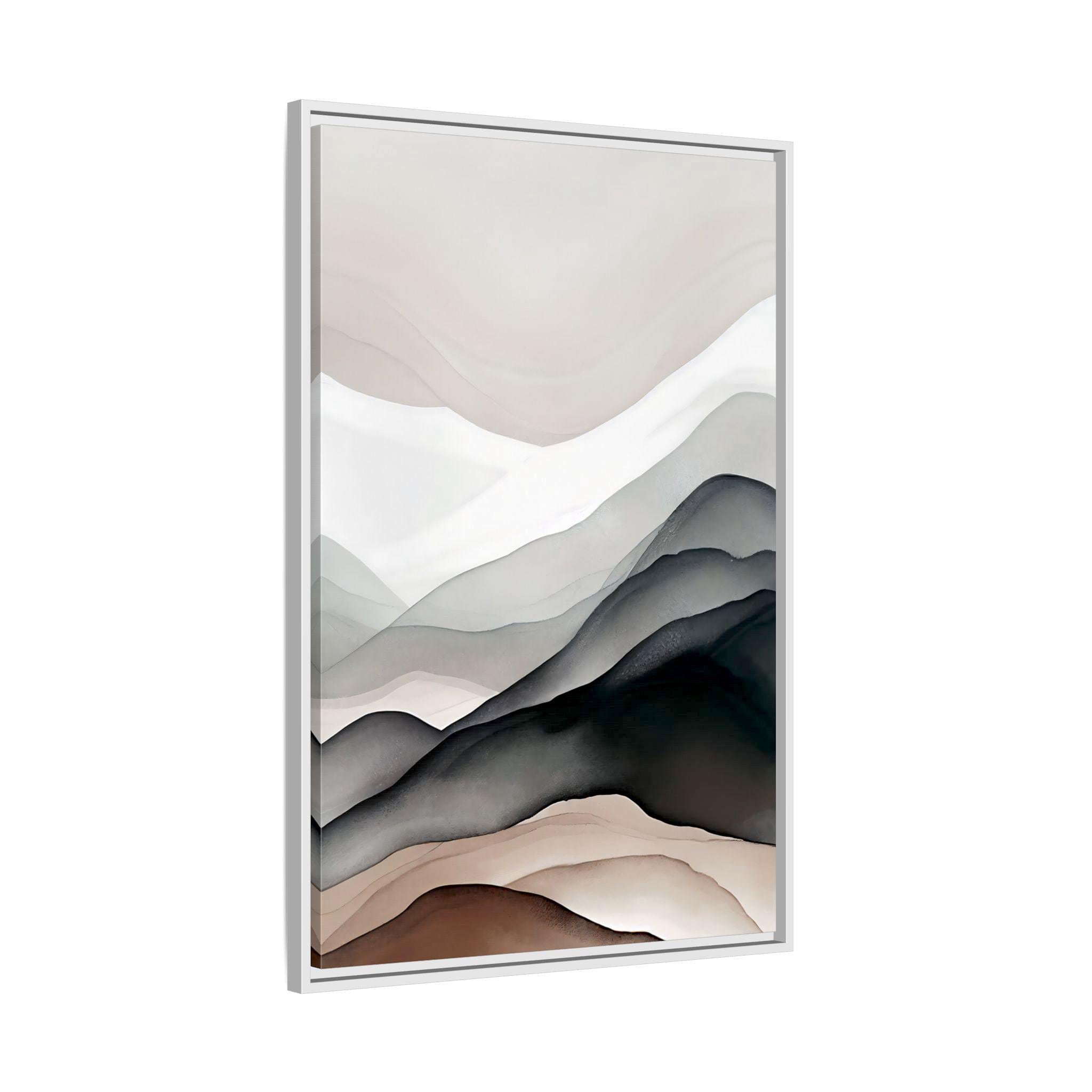 Neutrale abstrakte Berglandschaft – gerahmte Leinwand-Wandkunst
