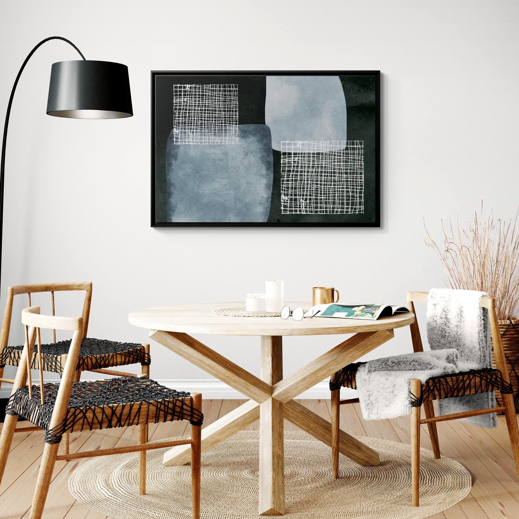 Abstrakte minimalistische blaue Formen – gerahmte Leinwand-Wandkunst