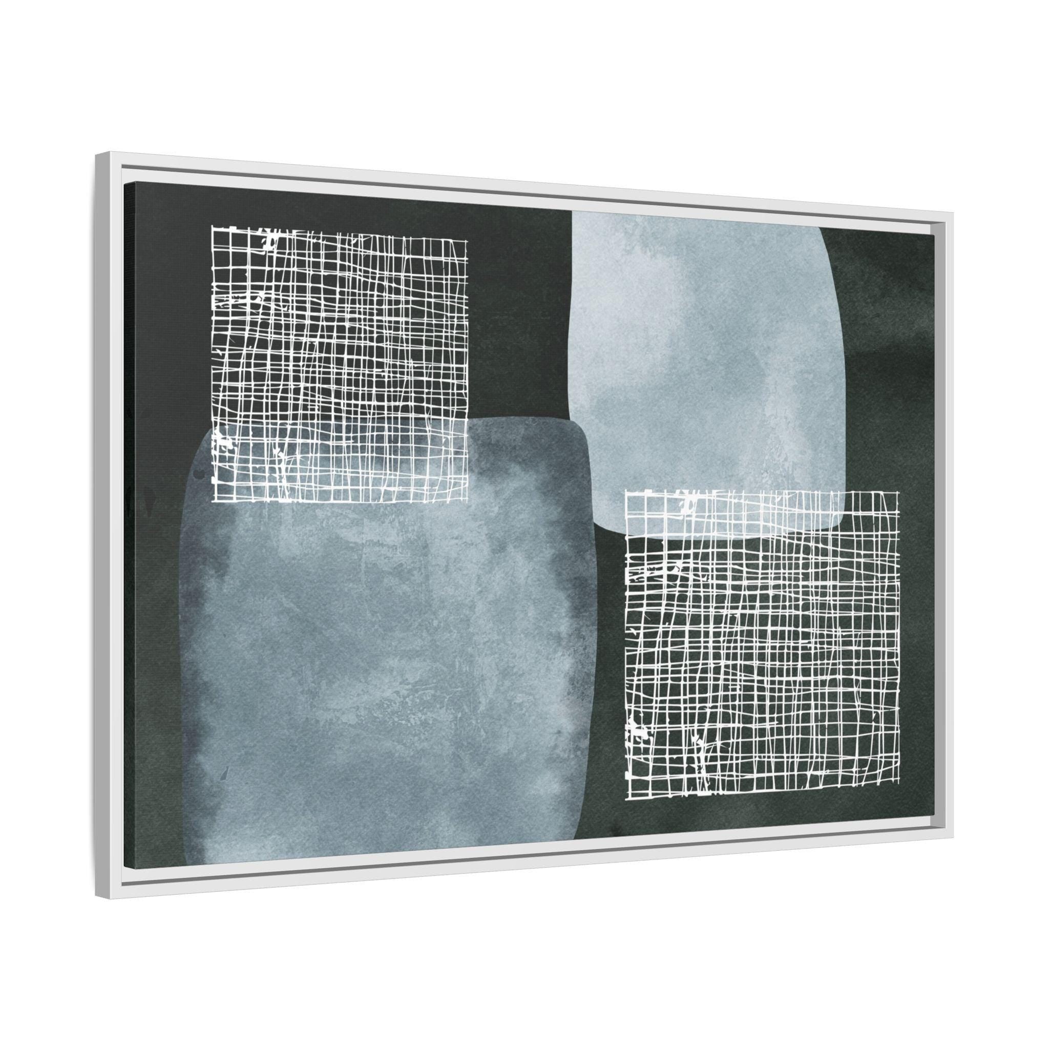 Abstrakte minimalistische blaue Formen – gerahmte Leinwand-Wandkunst