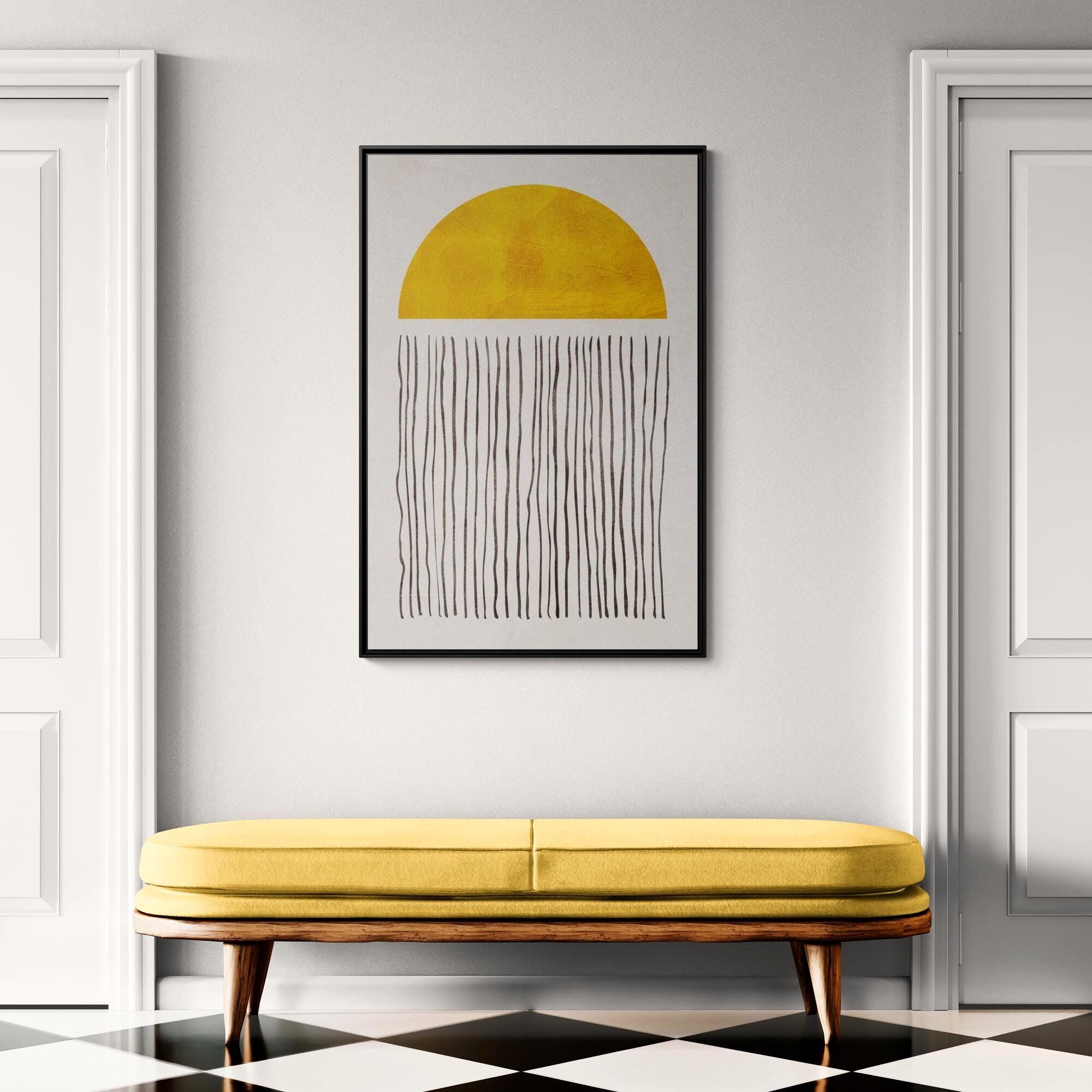 Abstract Yellow Sun Minimalist Art - Style A - Framed Canvas Wall Art