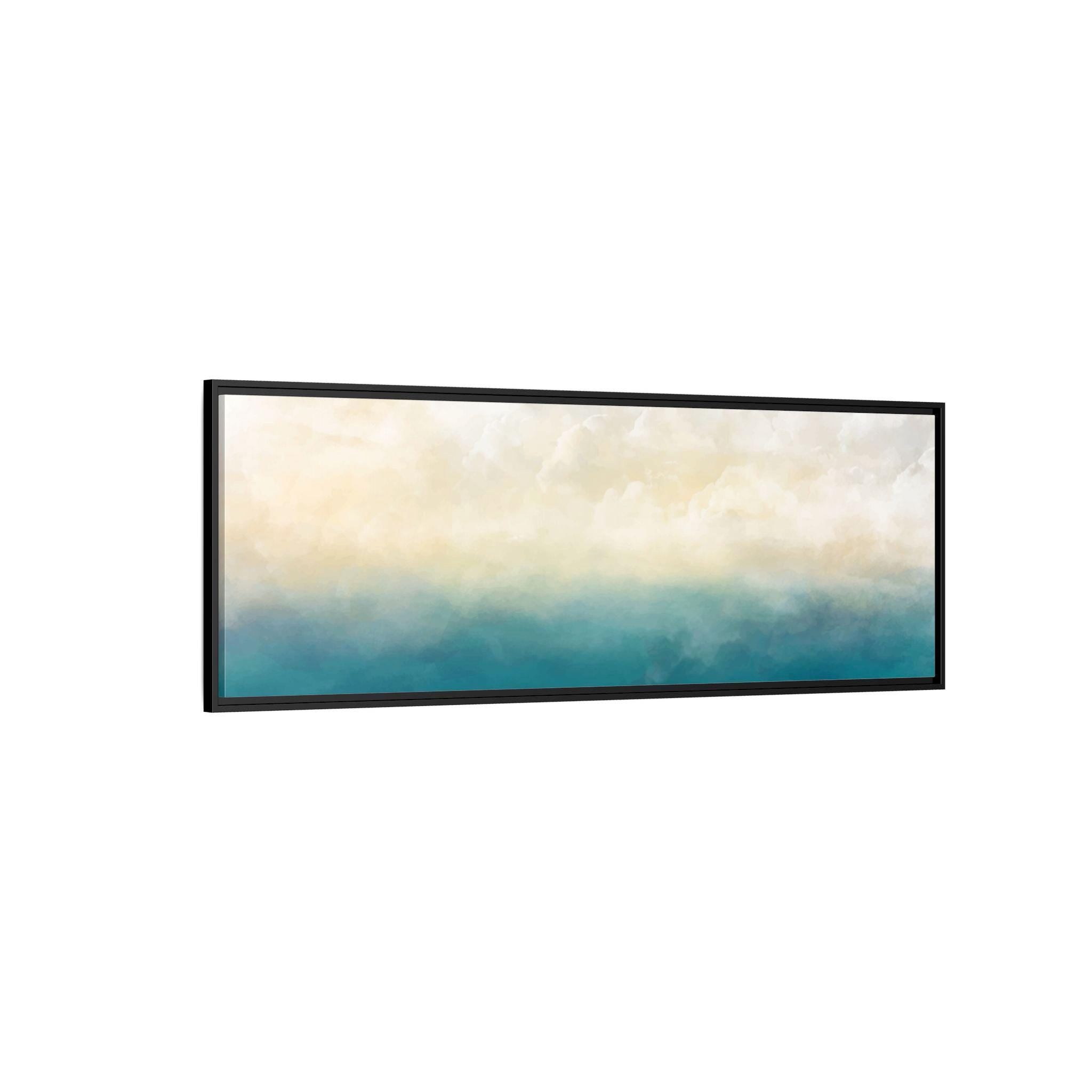 Abstrakte Wandkunst auf Leinwand in Petrol und Ozeanblau – Gerahmt