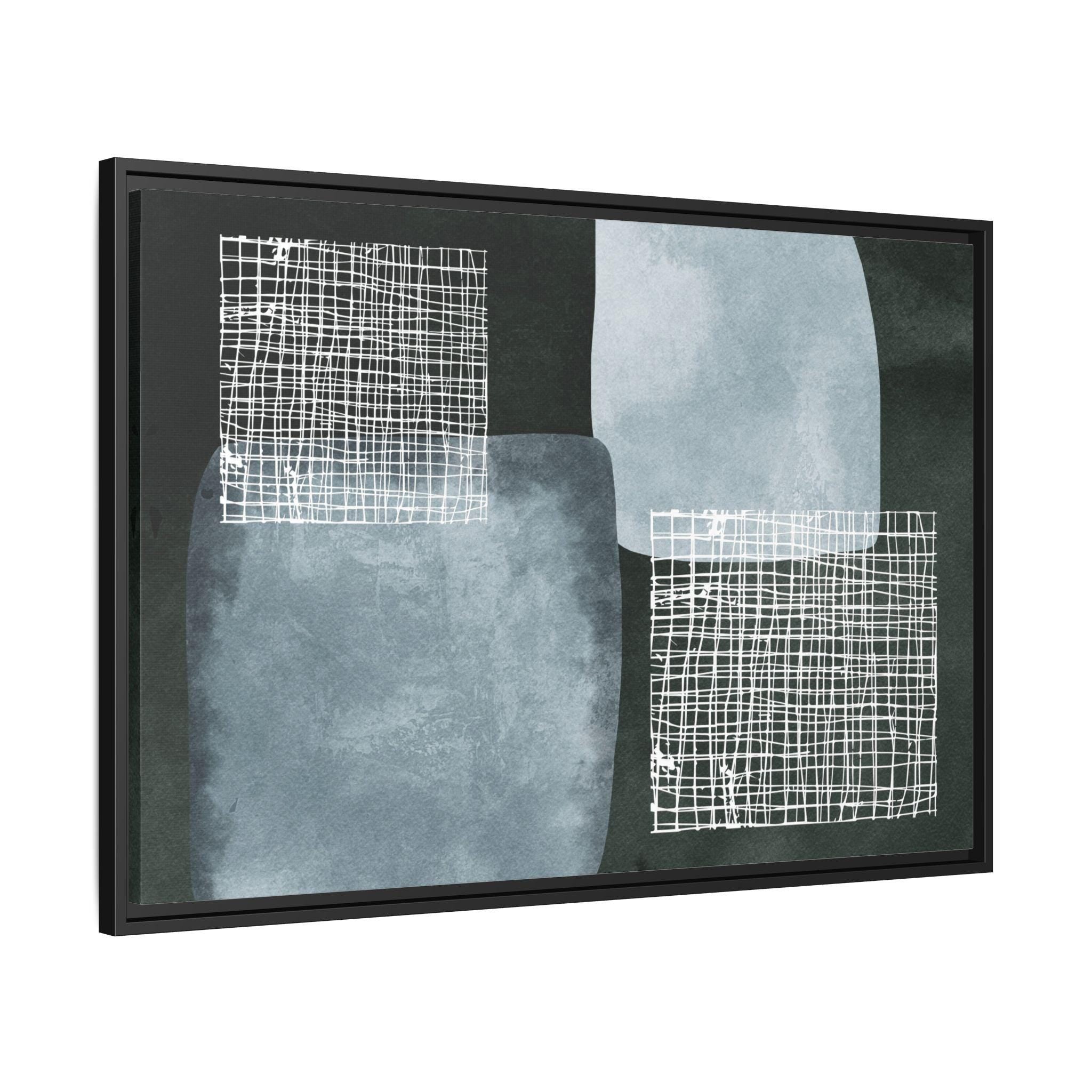 Abstrakte minimalistische blaue Formen – gerahmte Leinwand-Wandkunst