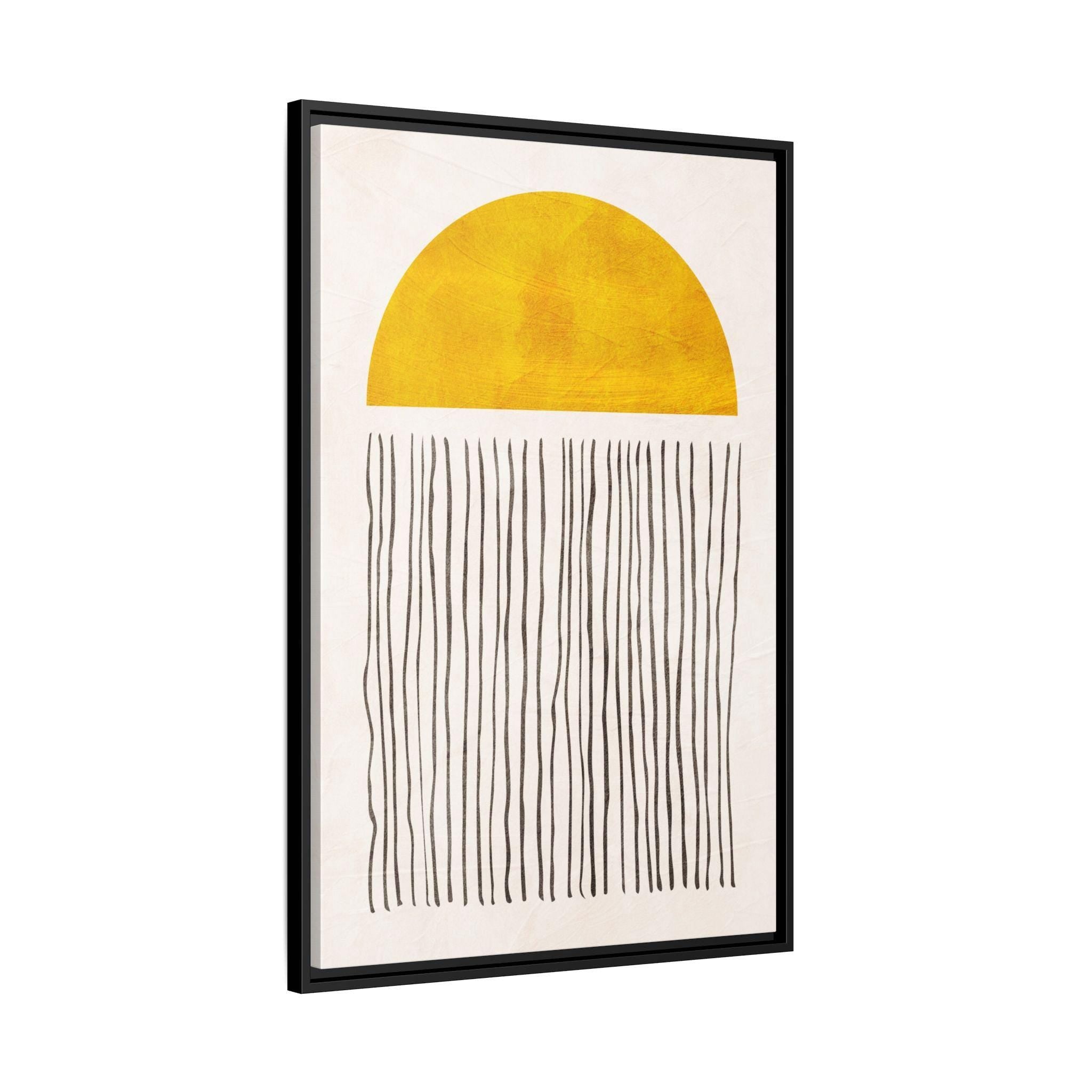 Abstract Yellow Sun Minimalist Art - Style A - Framed Canvas Wall Art