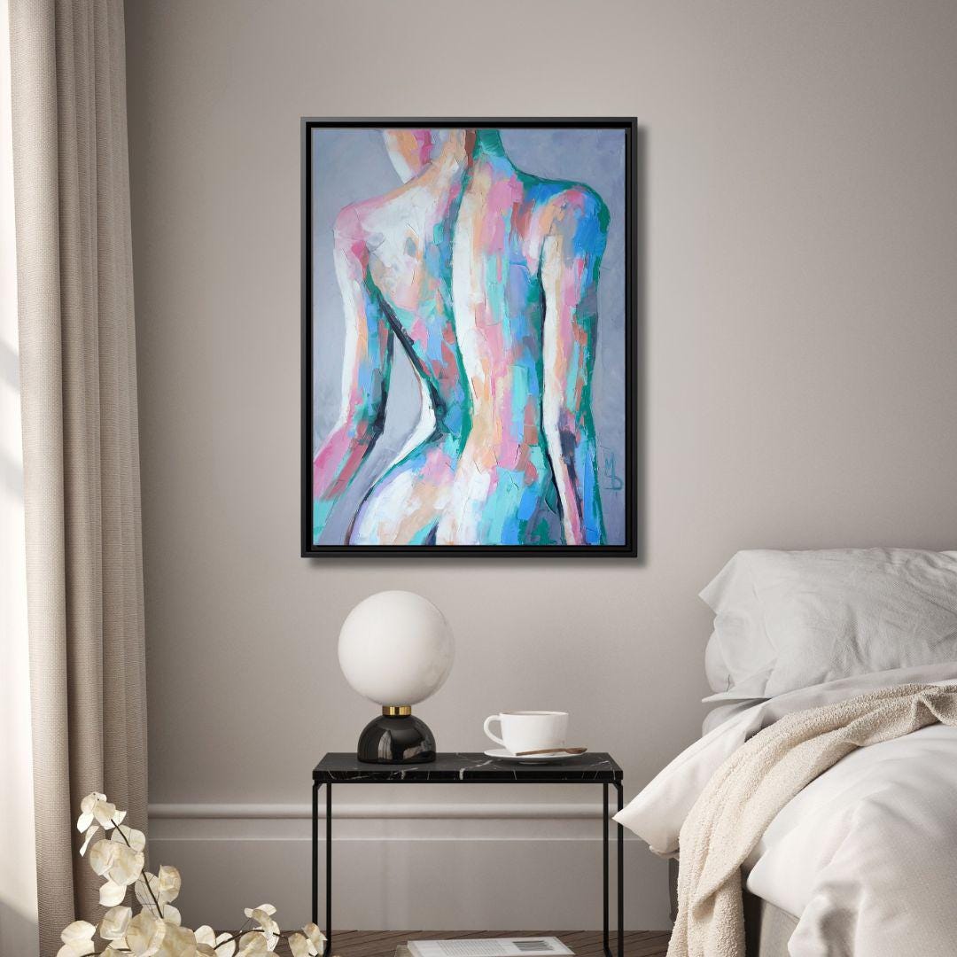 Abstrakte weibliche Figur Kunst - Gerahmte Leinwand Wandkunst