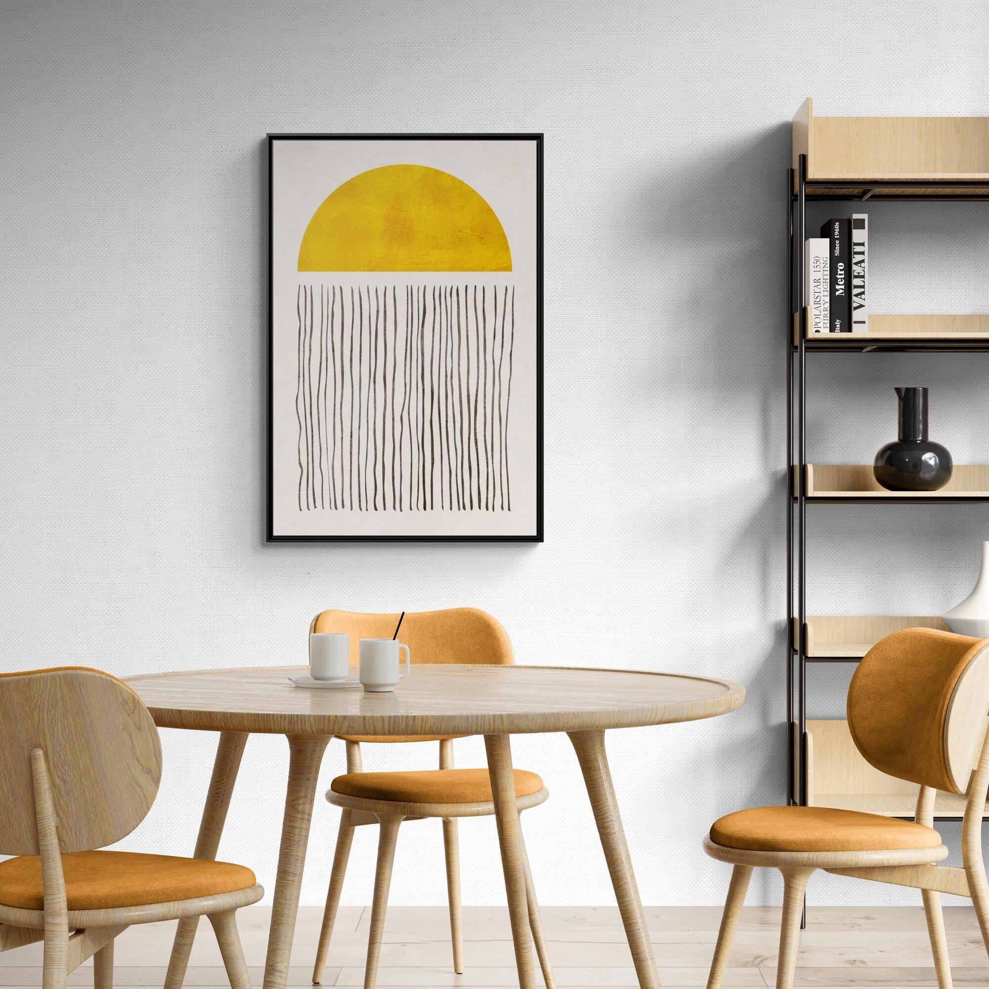 Abstract Yellow Sun Minimalist Art - Style A - Framed Canvas Wall Art