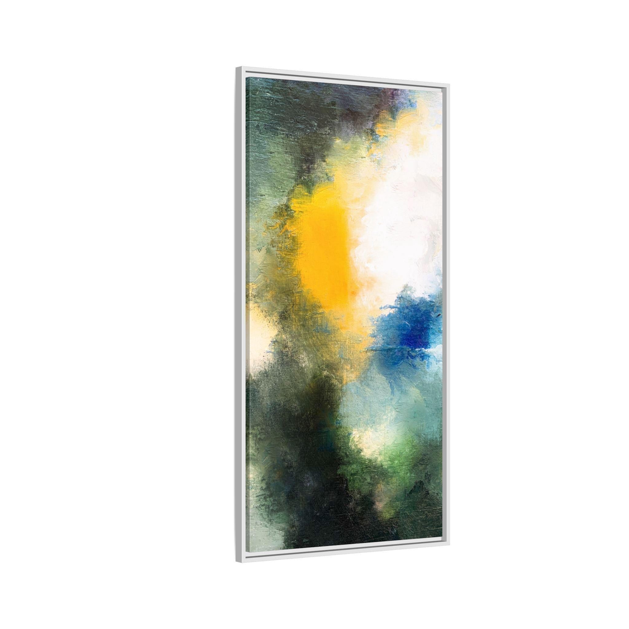Abstract Yellow, Blue and Green Color Burst Wall Art