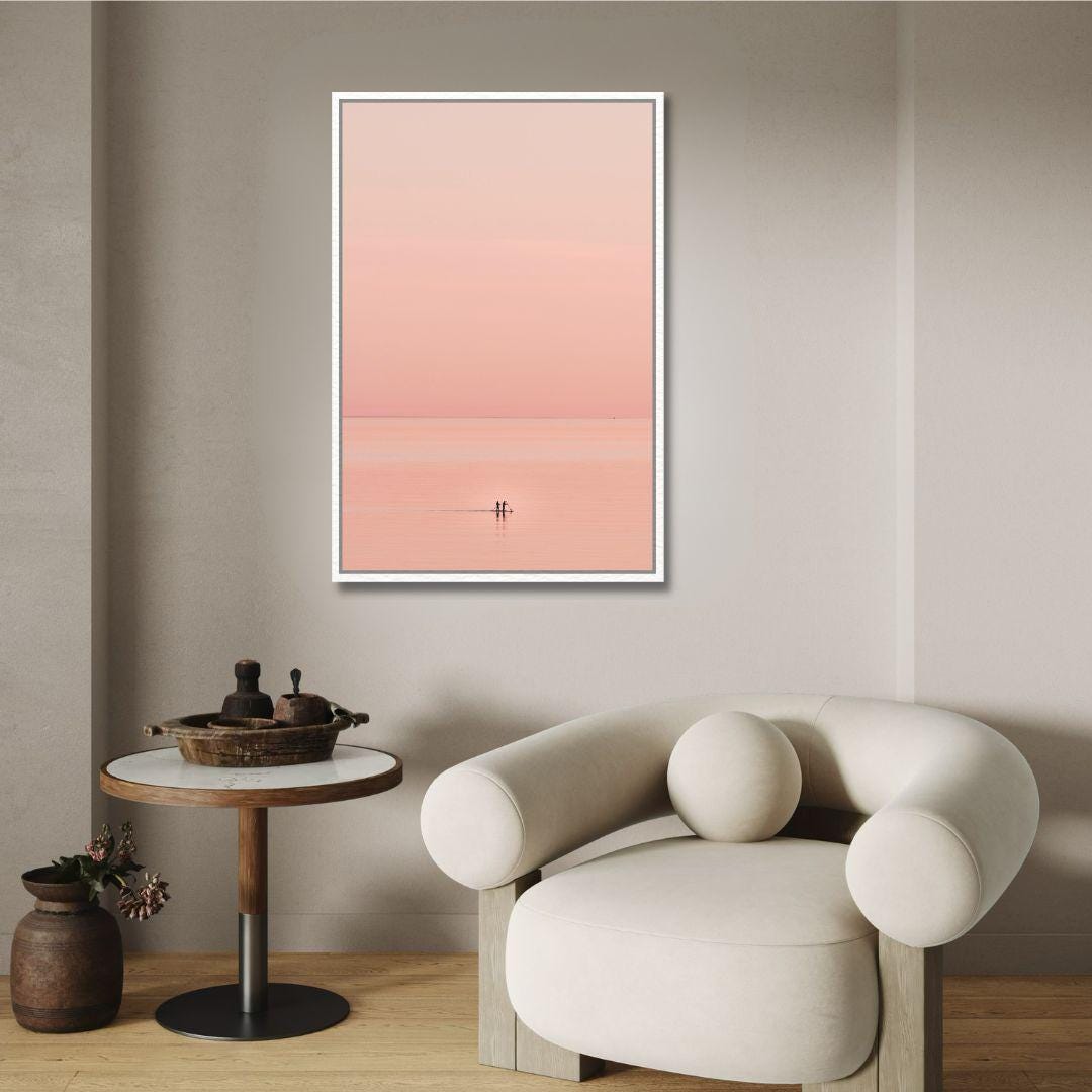 Minimal Pink Sunset Seascape Wall Art
