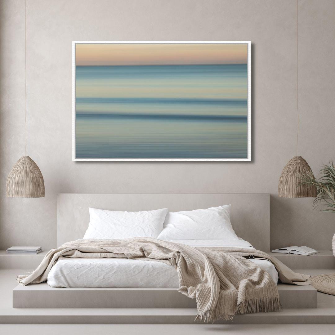 Wandbild „Küstenhorizont – Abstrakter Sonnenuntergang“