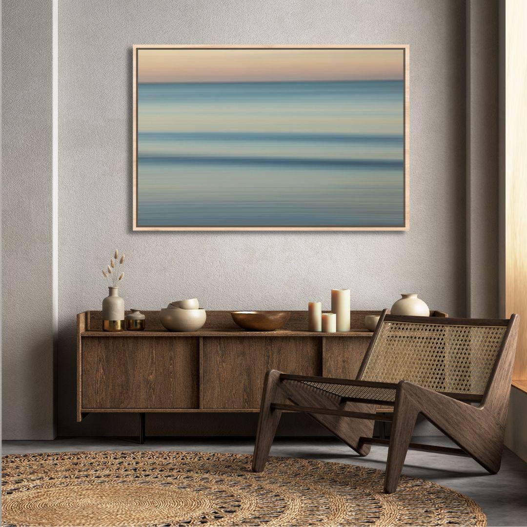 Wandbild „Küstenhorizont – Abstrakter Sonnenuntergang“
