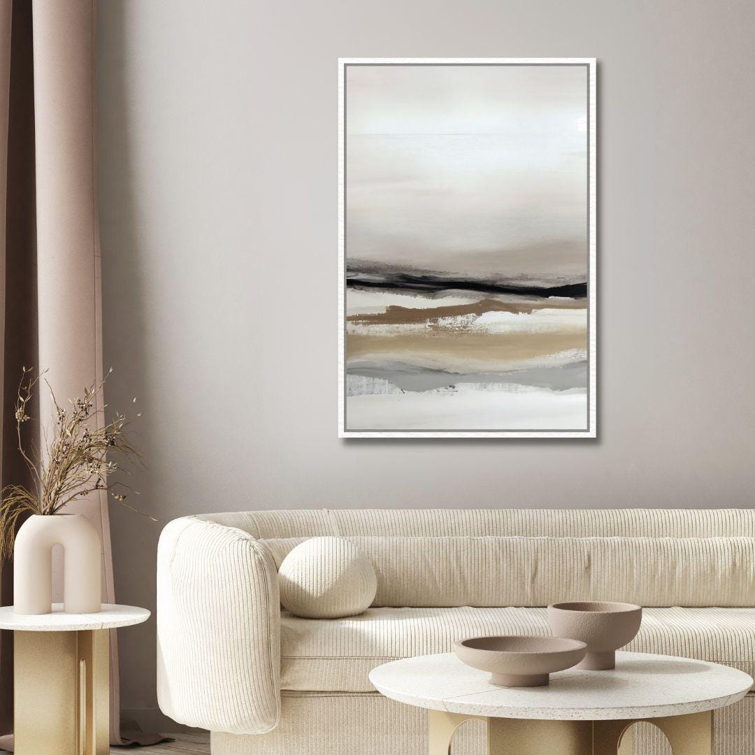 Neutral Beige and Gray Abstract Landscape Wall Art