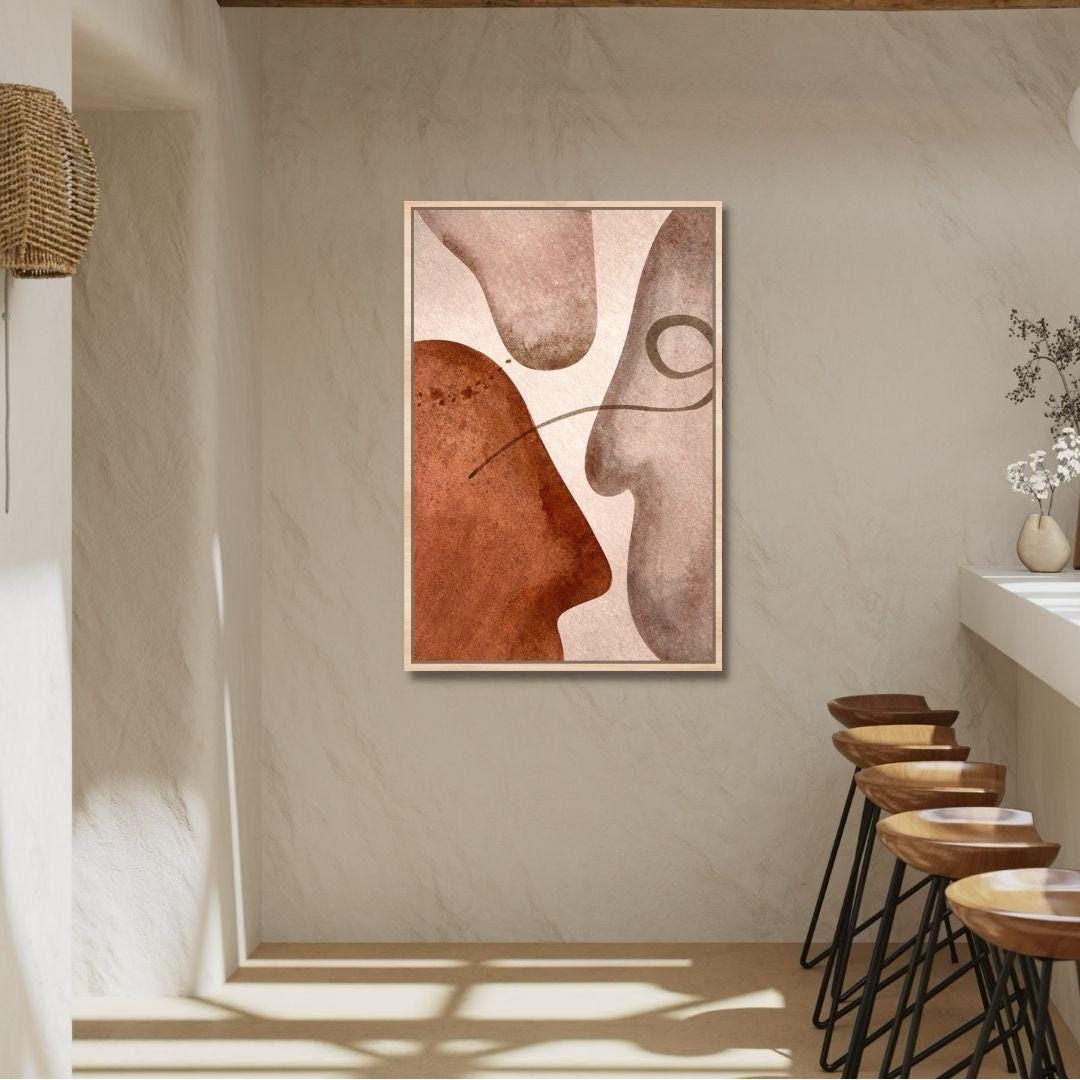 Mid Century Abstract Faces Wall Art - Style A