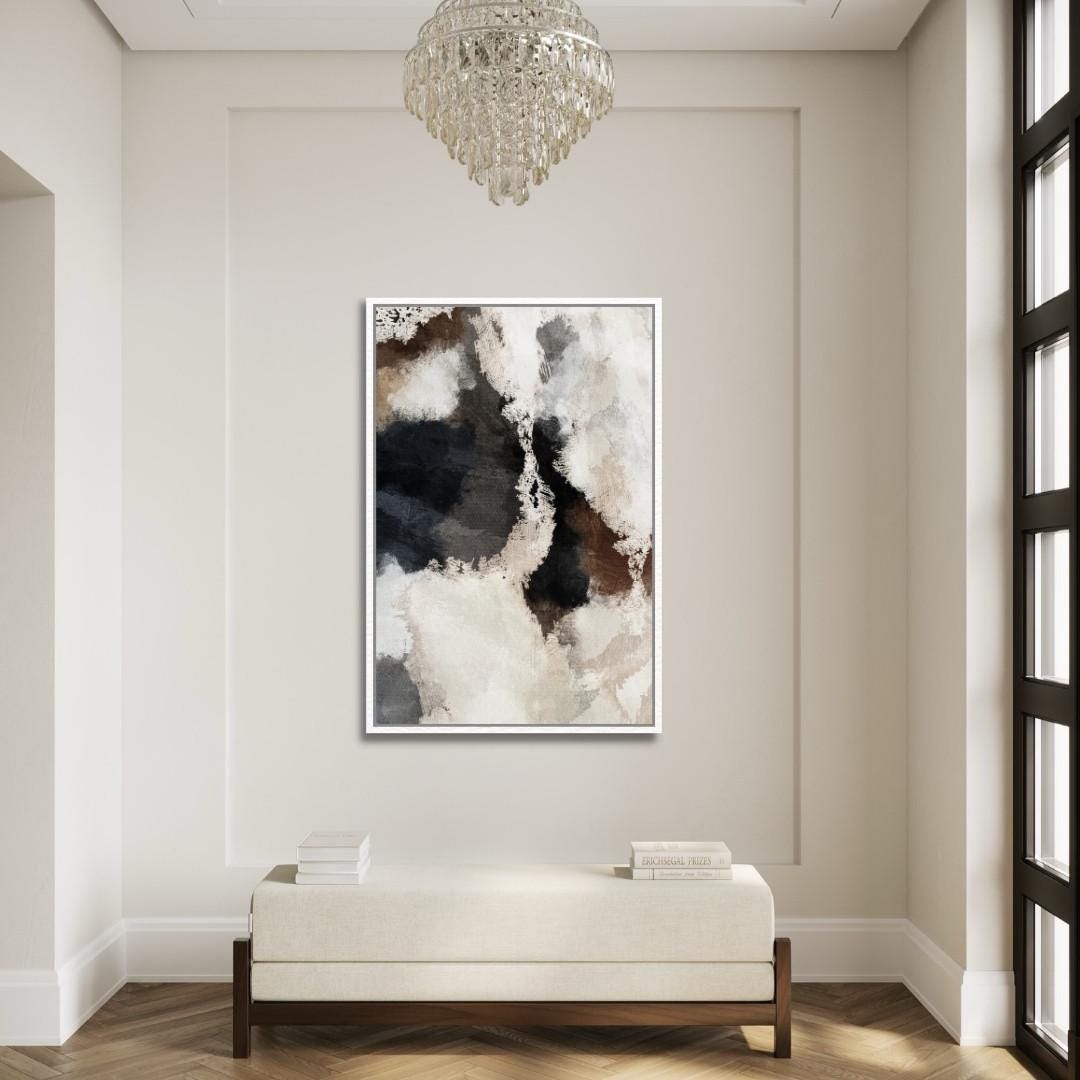 Neutrale abstrakte Aquarell-Wandkunst – Stil A