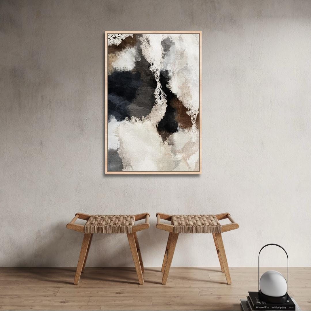 Neutrale abstrakte Aquarell-Wandkunst – Stil A