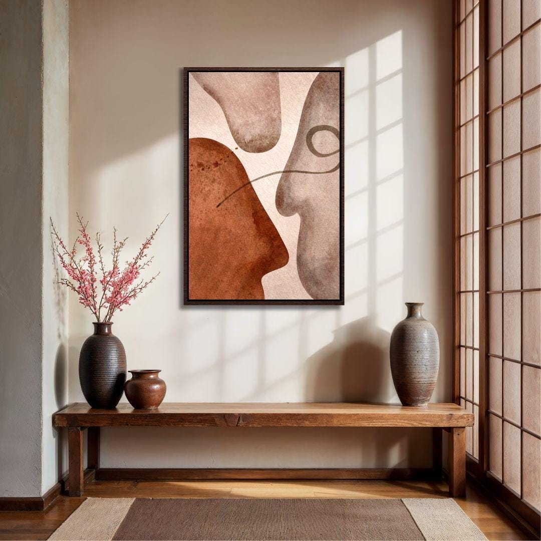 Mid Century Abstract Faces Wall Art - Style A