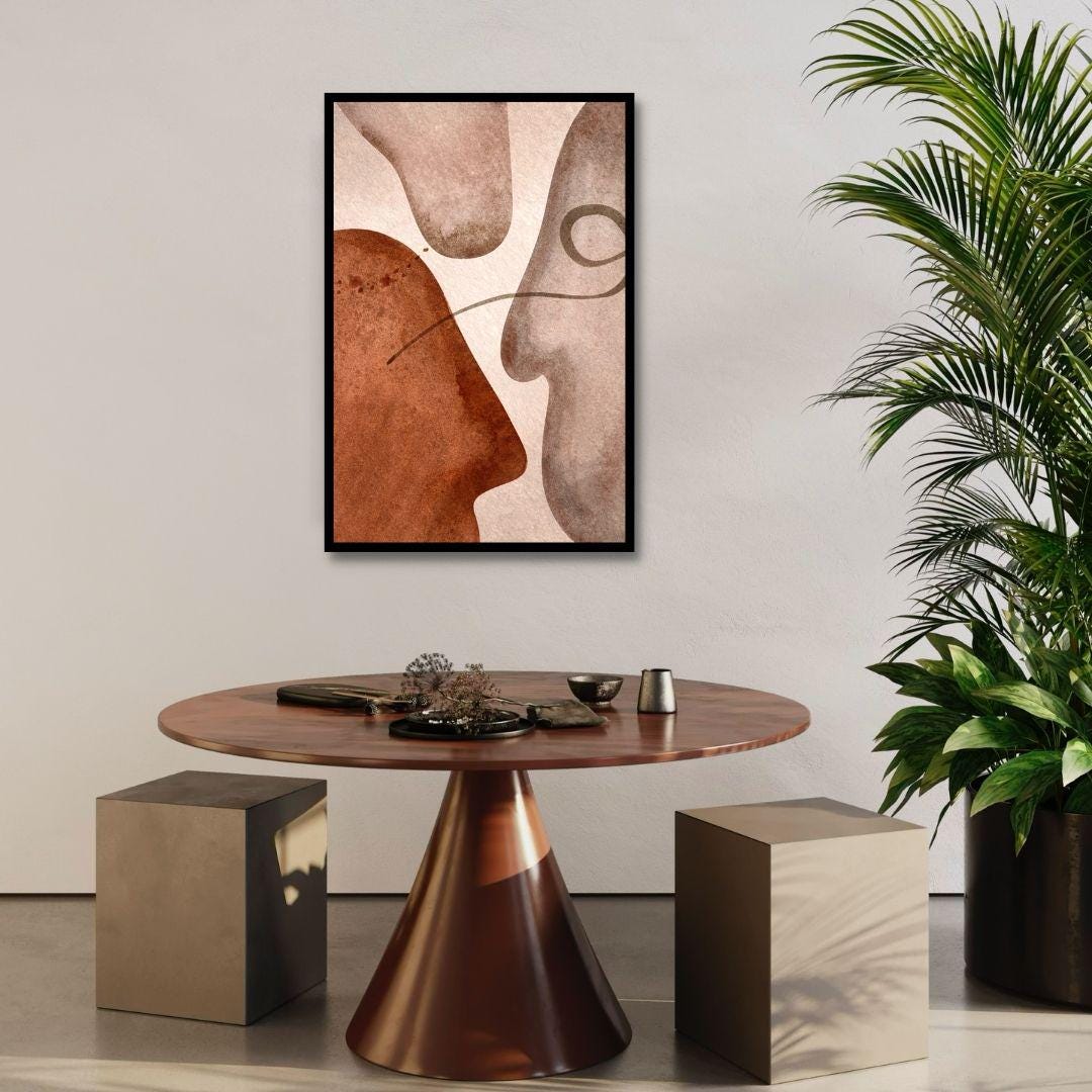 Mid Century Abstract Faces Wall Art - Style A