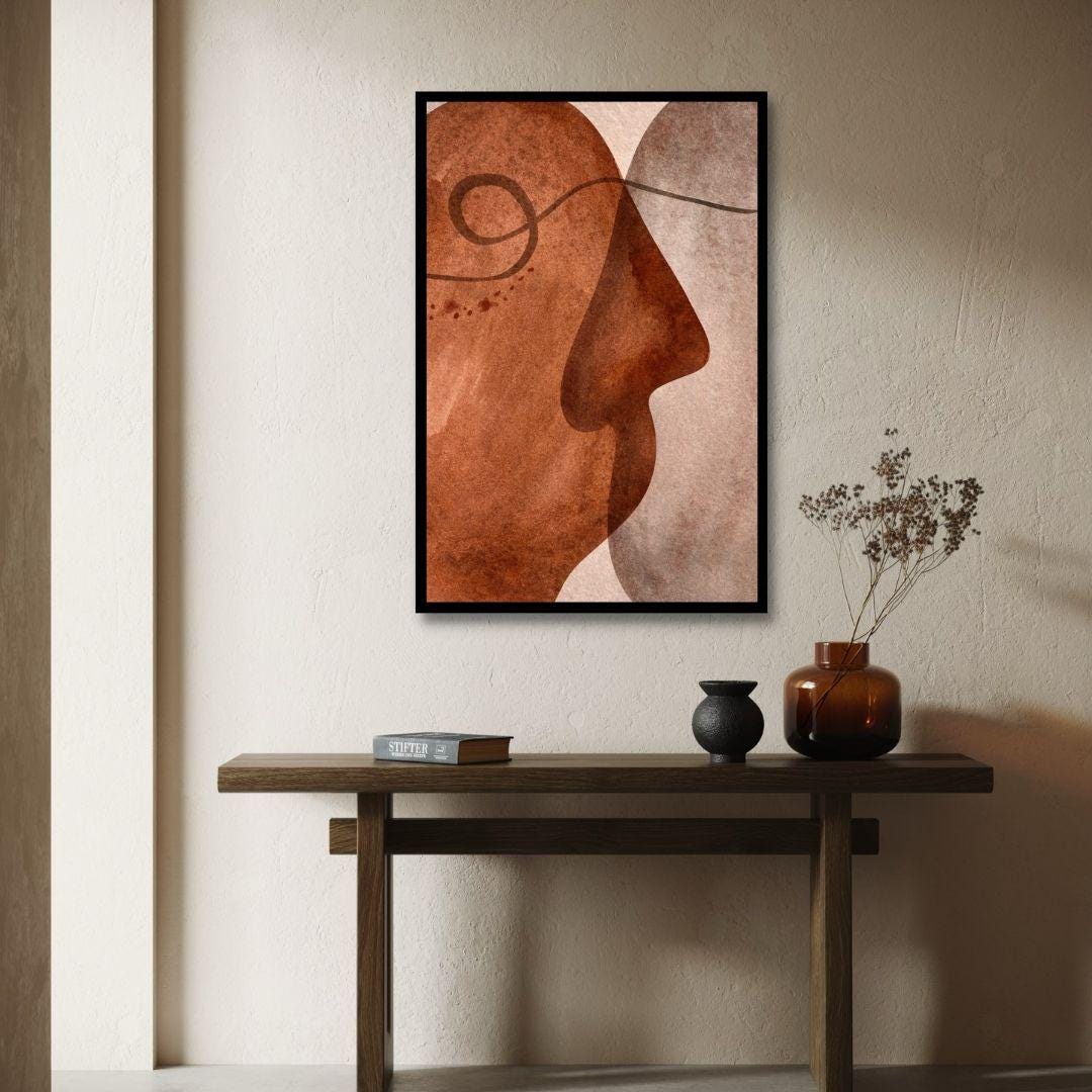 Mid Century Abstract Faces Wall Art - Style B