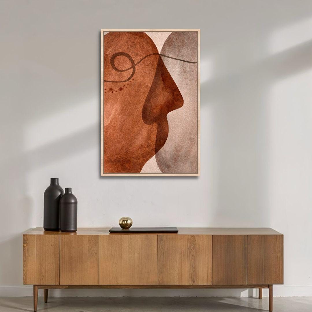 Mid Century Abstract Faces Wall Art - Style B