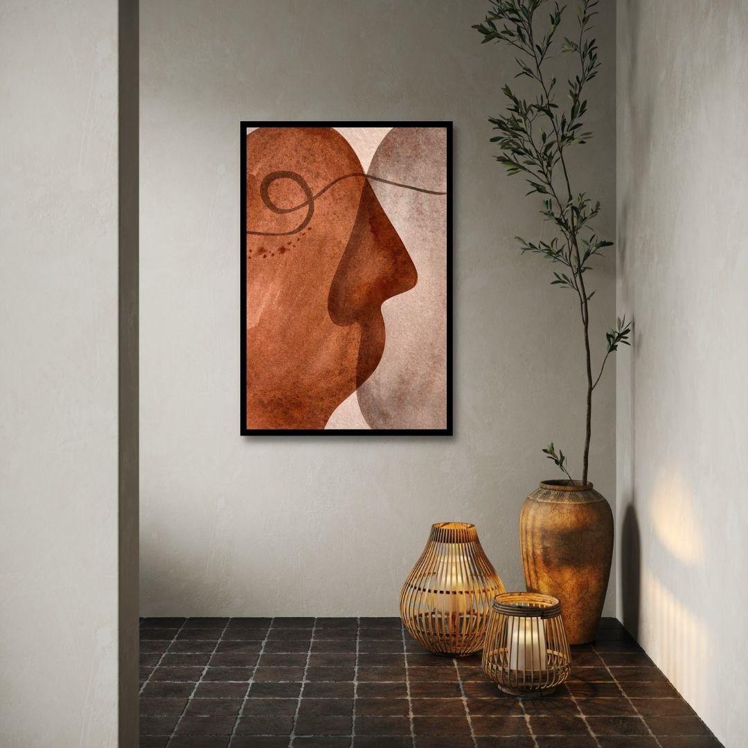 Mid Century Abstract Faces Wall Art - Style B