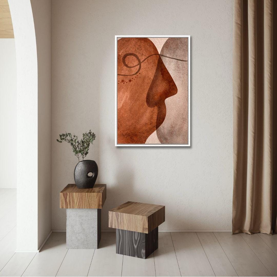 Mid Century Abstract Faces Wall Art - Style B