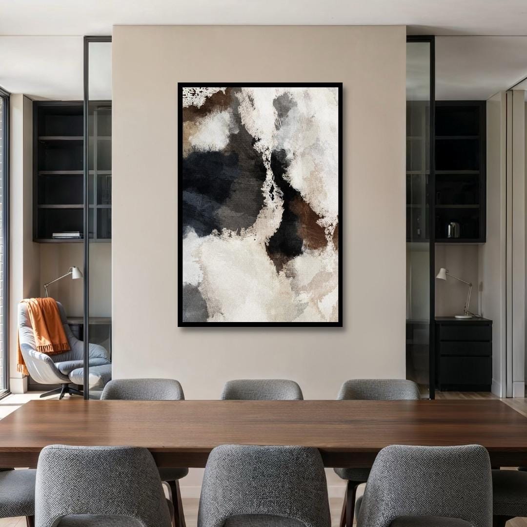 Neutrale abstrakte Aquarell-Wandkunst – Stil A