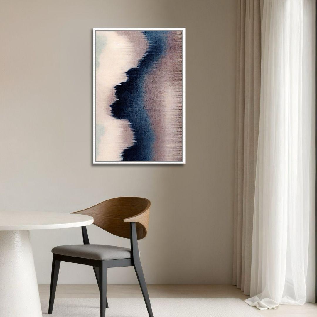 Dark Blue, Pink and Beige Abstract Vintage Wall Art